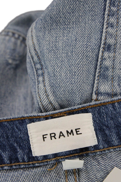 Frame Womens Cotton Le Slouch Straight Leg Button Fly Denim Jeans Blue Size 24