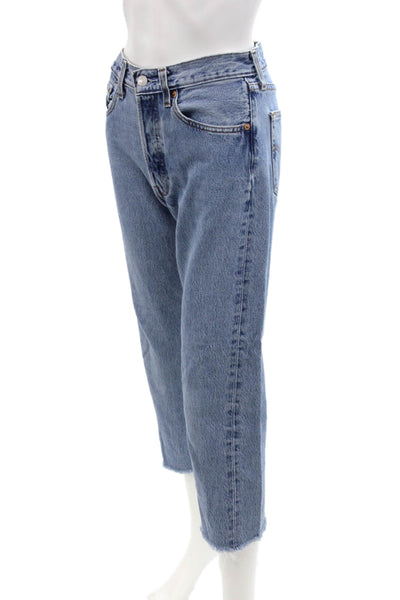 Reformation Womens Cotton Straight Leg Button Fly Denim Jeans Blue Size 25