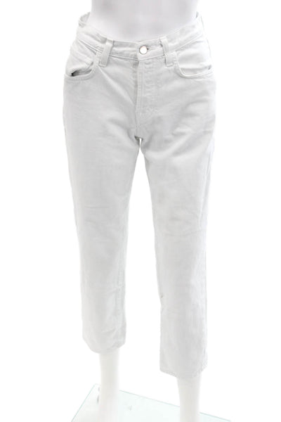 J Brand Womens Cotton Mid Rise Straight Leg Zip Fly Denim Jeans White Size 23