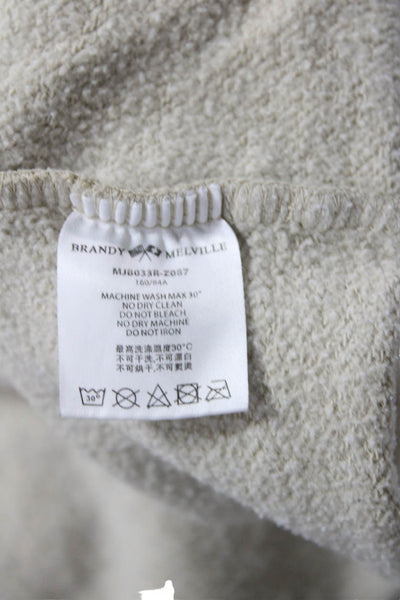 John Galt Womens Cotton Raw Hem Detail Cropped Sweatshirt Solid Beige Size M