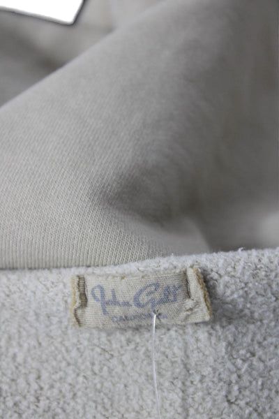 John Galt Womens Cotton Raw Hem Detail Cropped Sweatshirt Solid Beige Size M