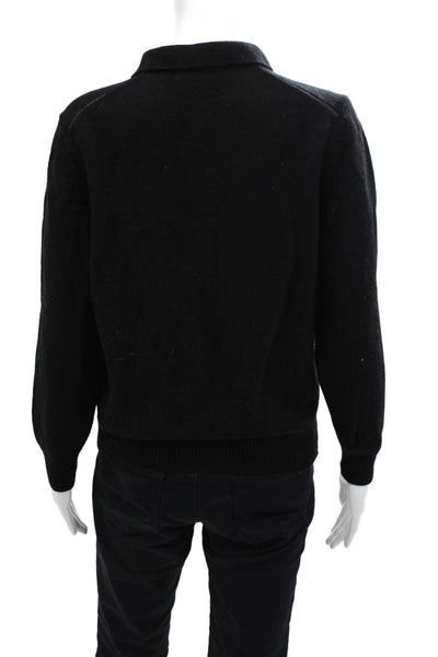 The Kooples Womens Wool High Neck Zippered Detail Sweater Solid Black Size M