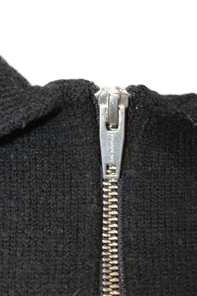 The Kooples Womens Wool High Neck Zippered Detail Sweater Solid Black Size M