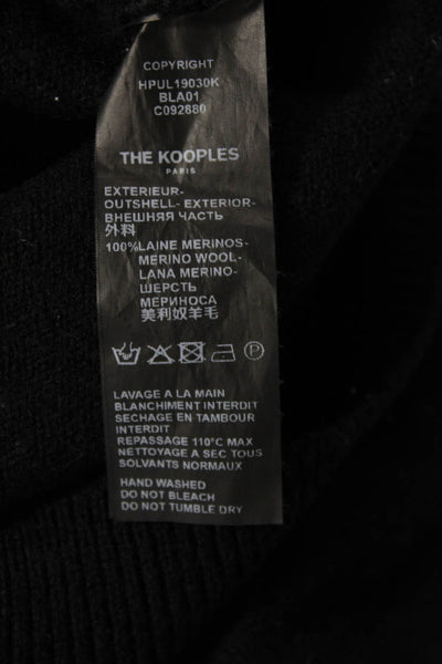The Kooples Womens Wool High Neck Zippered Detail Sweater Solid Black Size M