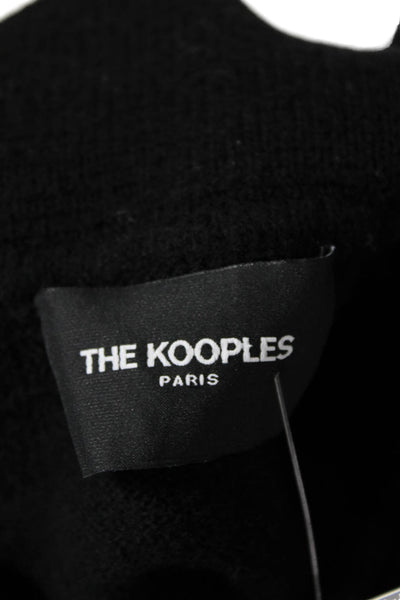 The Kooples Womens Wool High Neck Zippered Detail Sweater Solid Black Size M