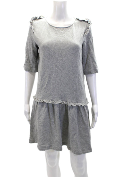 Karen Walker Runaway Womens Half Sleeve A-Line Mini Dress Gray Size 8