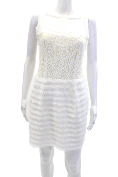Rachel Rachel Roy Womens Cotton Boat Neck Sleeveless Mini Dress White Size 8