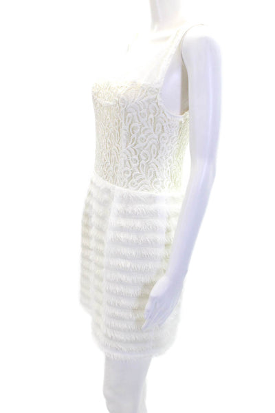Rachel Rachel Roy Womens Cotton Boat Neck Sleeveless Mini Dress White Size 8