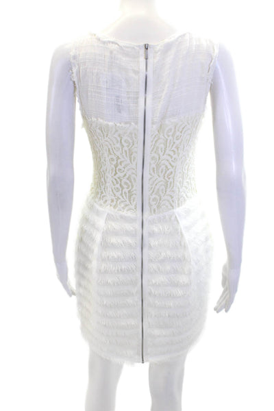 Rachel Rachel Roy Womens Cotton Boat Neck Sleeveless Mini Dress White Size 8
