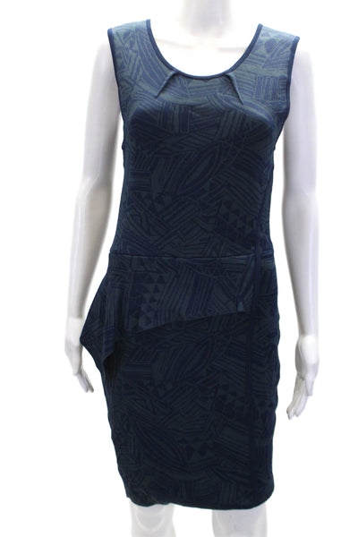 Cut25 Womens Geometric Sleeveless Knee Length Pencil Dress Blue Size M