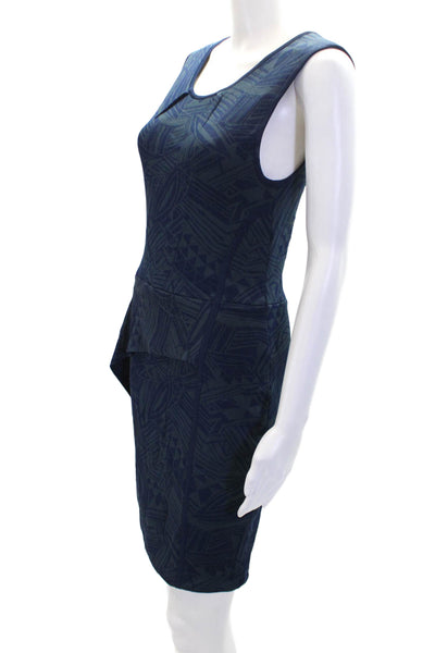 Cut25 Womens Geometric Sleeveless Knee Length Pencil Dress Blue Size M
