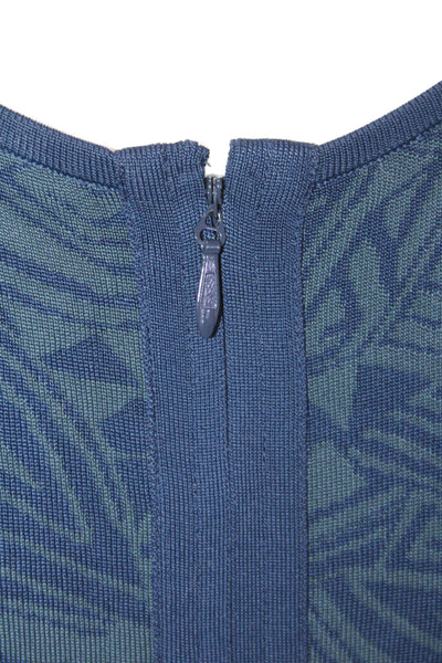 Cut25 Womens Geometric Sleeveless Knee Length Pencil Dress Blue Size M