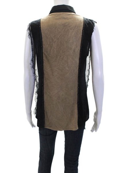 Sachin & Babi Womens Collared Button-Down Tank Top Metallic Black Size 8