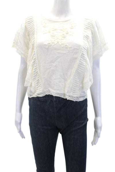 Zara Basic Collection Womens Short Sleeve Button-Down Shirt White Size L