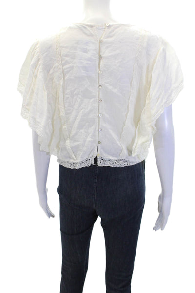 Zara Basic Collection Womens Short Sleeve Button-Down Shirt White Size L
