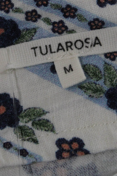 Tularosa Womens Button Front Floral Printed Mini Skirt White Blue Size Medium