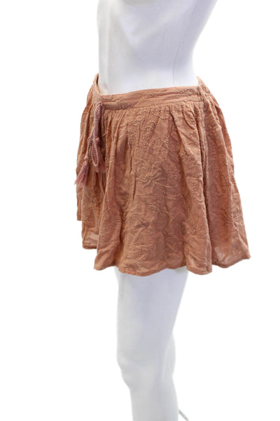 ASTR Womens Cotton Embroidered Tasseled Detail Casual Shorts Brown Size M