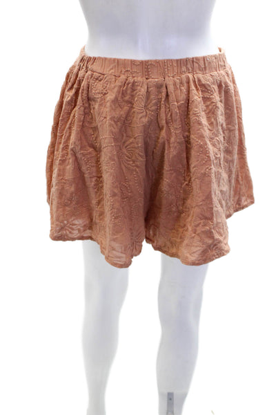 ASTR Womens Cotton Embroidered Tasseled Detail Casual Shorts Brown Size M