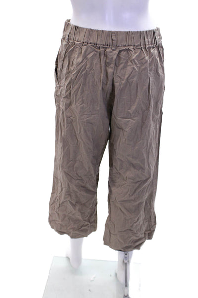 J Crew Womens Cotton Elastic Waist Pocketed Capri Pants Light Brown Size 6