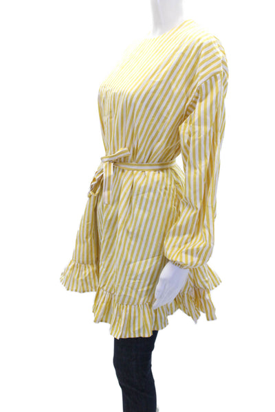English Factory Womens Striped Peasant Sleeve Striped Tunic Top Yellow Size S
