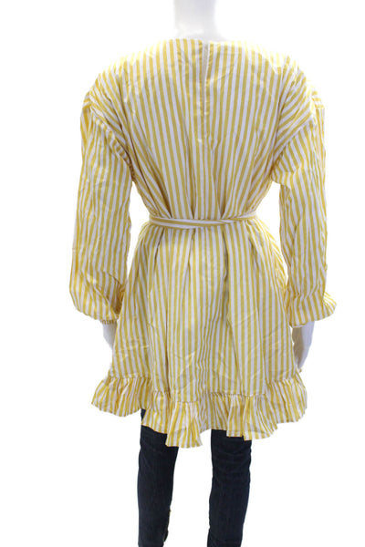 English Factory Womens Striped Peasant Sleeve Striped Tunic Top Yellow Size S
