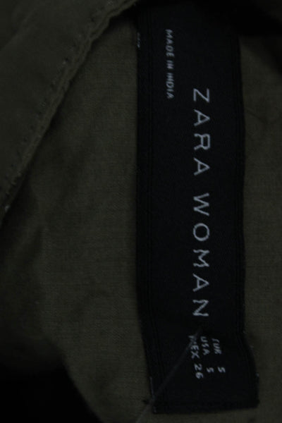 Zara Woman Womens Cotton Beaded Detail Embroidered Detail Jacket Green Size S