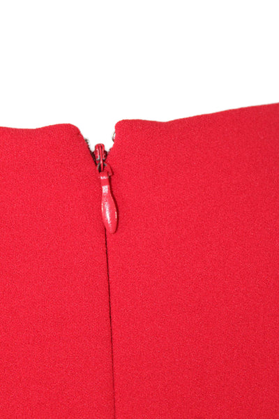 Calvin Klein Womens Textured Long Sleeve Round Neck Zip Pleated Dress Red Size 0
