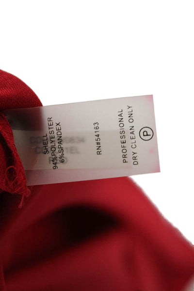 Calvin Klein Womens Textured Long Sleeve Round Neck Zip Pleated Dress Red Size 0