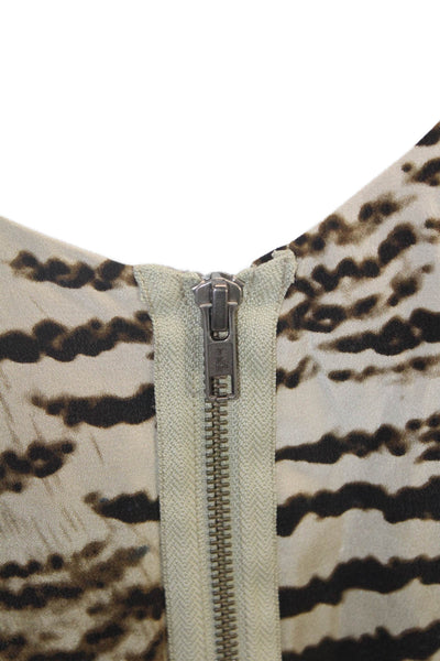 Madison Marcus Womens Silk Animal Print Long Sleeve Mini Dress Beige Size M
