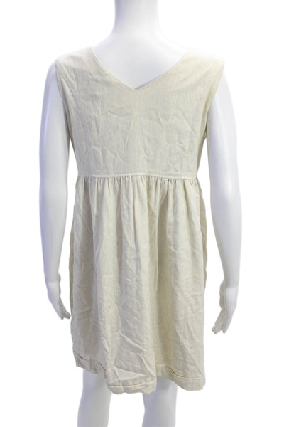 Miss Me Womens Silk Sleeveless Embellished V-Neck Mini Dress Cream Size L