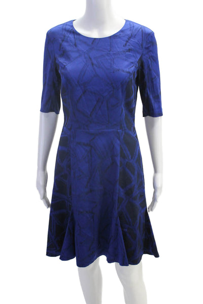 Cynthia Steffe Womens Half Sleeve Round Neck Zippered Mini Dress Blue Size 6