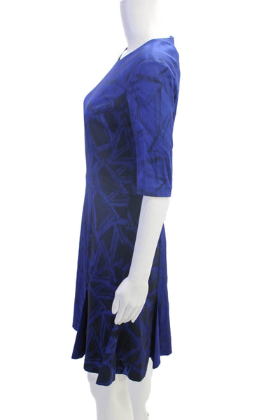 Cynthia Steffe Womens Half Sleeve Round Neck Zippered Mini Dress Blue Size 6