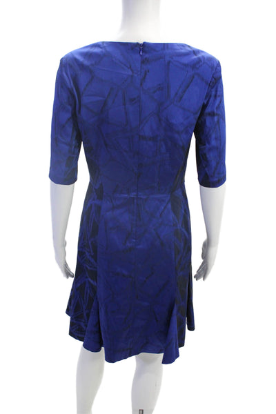 Cynthia Steffe Womens Half Sleeve Round Neck Zippered Mini Dress Blue Size 6