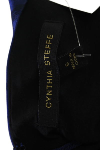 Cynthia Steffe Womens Half Sleeve Round Neck Zippered Mini Dress Blue Size 6