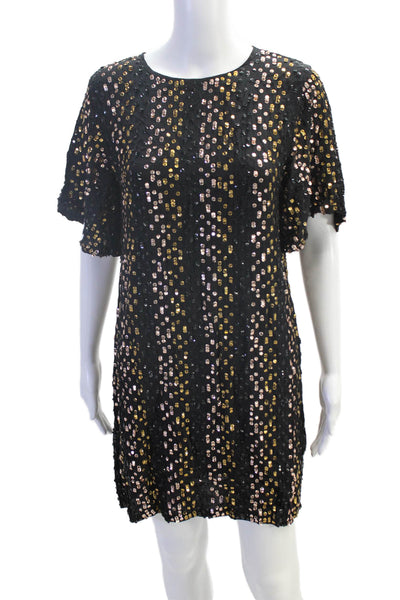 Velvet by Graham & Spencer Womens Sequined Short Sleeve Mini Dress Black Size S