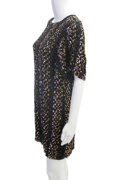 Velvet by Graham & Spencer Womens Sequined Short Sleeve Mini Dress Black Size S