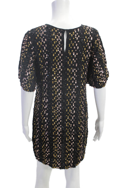 Velvet by Graham & Spencer Womens Sequined Short Sleeve Mini Dress Black Size S