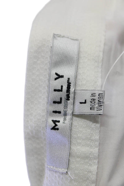 Milly Womens Striped Print Zippered A-Line Knee Length Dress White Size L