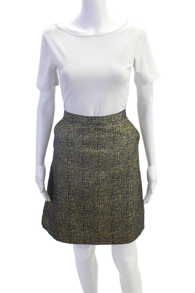 Tucker For Target Womens Cotton Metallic Zippered Mini Skirt Gold Size 11