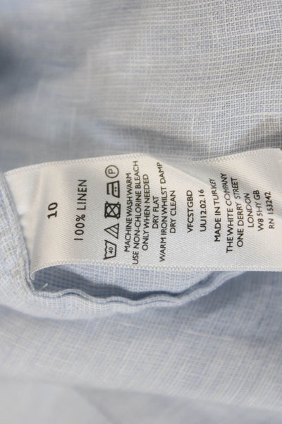 White Label Womens Cotton Long Sleeve Button Up Collar Top Blue Size 06
