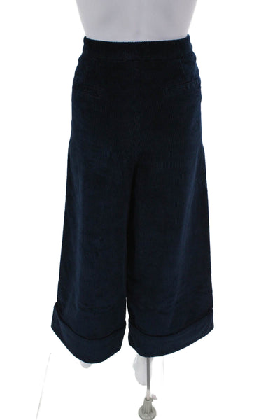 Ottod Ame Womens Zip Button Lined Corduroy Straight Leg Pants Navy Size 06