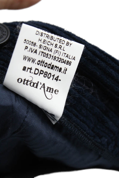 Ottod Ame Womens Zip Button Lined Corduroy Straight Leg Pants Navy Size 06
