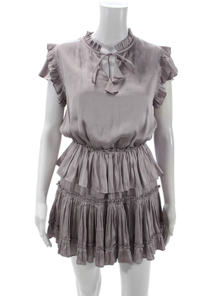 Pookie & Sebastian Womens Ruffle Trim Sleeveless Tiered Dress Purple Size S