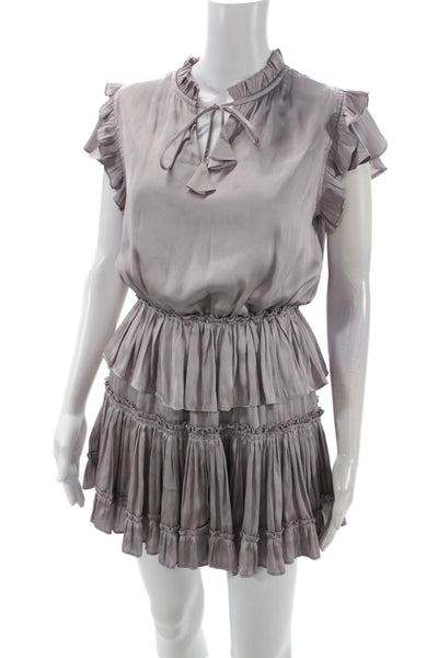 Pookie & Sebastian Womens Ruffle Trim Sleeveless Tiered Dress Purple Size S