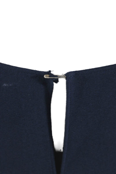 Theory Womens Solid Round Neck Sleeveless Wide Leg Jumpsuit Navy Size 00
