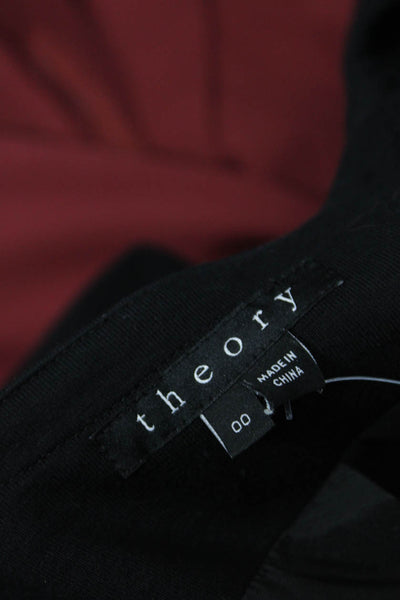 Theory Womens Solid Round Neck 2 Pocket Long Sleeve Zip Up Jacket Black Size 00