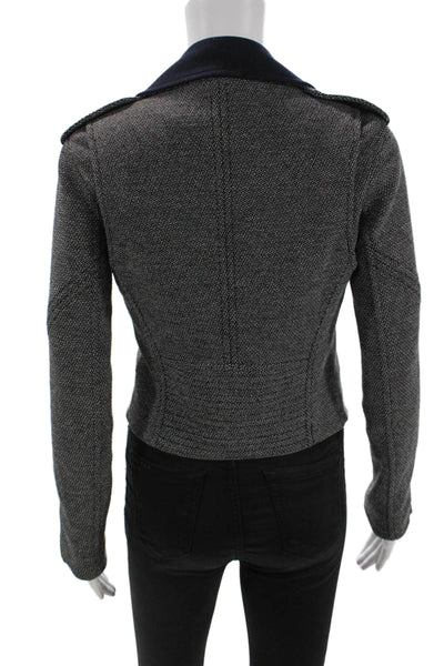 Theory Womens Cotton Blend Collared Long Sleeve Zip Up Jacket Gray Size P