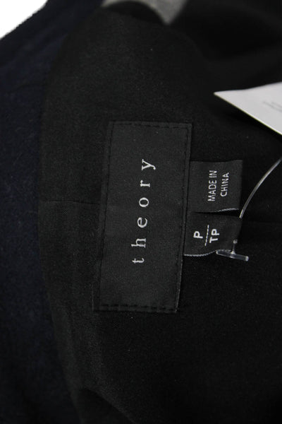 Theory Womens Cotton Blend Collared Long Sleeve Zip Up Jacket Gray Size P