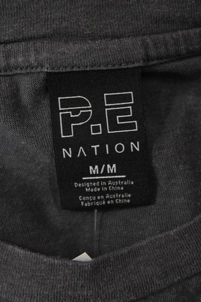 PE Nation Womens Crew Neck Short Sleeve Casual Graphic T-Shirt Gray Size M