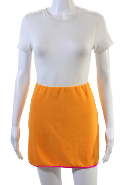 Frankies Bikinis Womens Elastic Waist Contrast Trim Mini Skirt Orange Size M